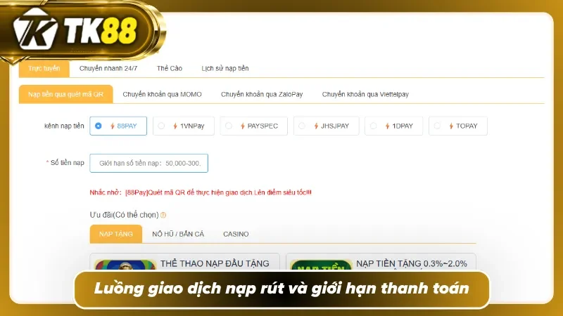 Khám phá các giao dịch nạp nút uy tín tại TK88